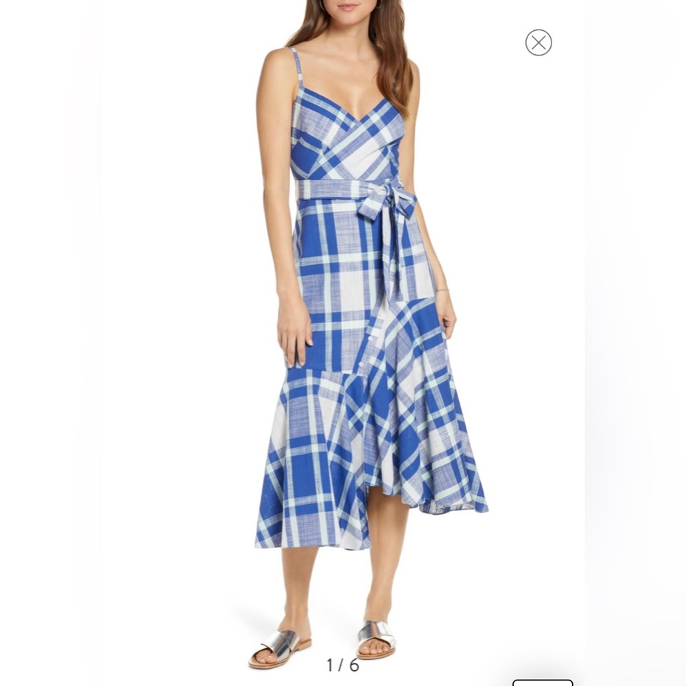 1901 Plaid Asymmetrical Denim Sundress